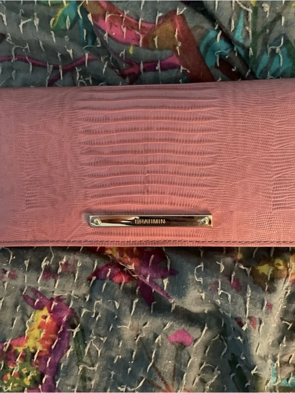 NWT Brahmin Ady in PINK ALLOVER LIZARD genuine leather Wallet $125 - Picture 1 of 11